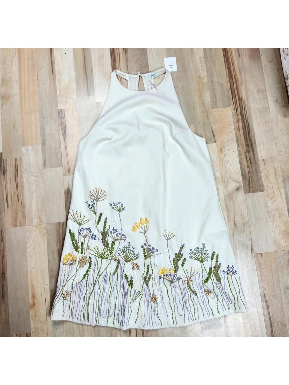 Kimchi Blue Urban Outfitters Embroidered Halter Dress NWT Cream Floral Size XS